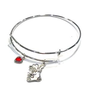 Christmas Themed Adjustable Zinc Alloy Wire Silver Metal Bangle Charm Br…